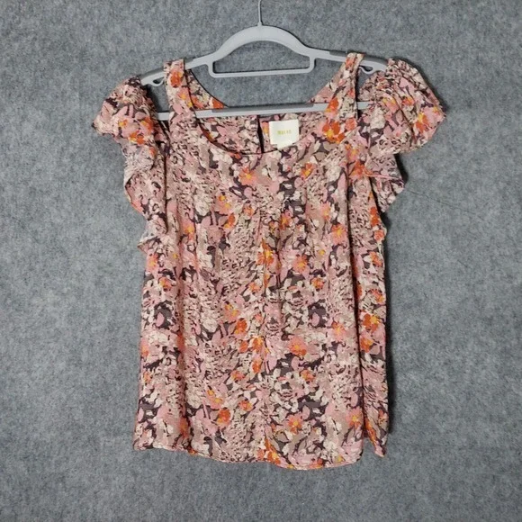 Maeve Top S Cold Shoulder Ruffle Dainty‎ Floral  Lightweight Cottage Boho Garden - Picture 12 of 16